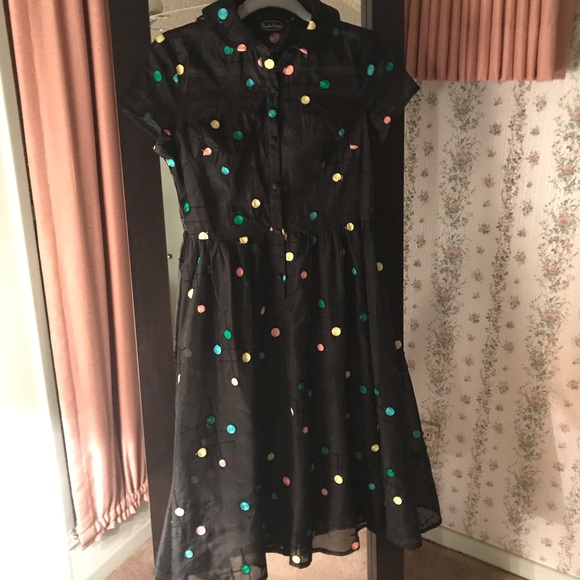 Voodoo Vixen Dresses & Skirts - Voodoo Vixen black with colorful polka dots dress!